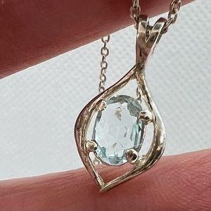 VTG AQUAMARINE STERLING SILVER 925 ITALY PENDANT NECKLACE BY MARSALA!
